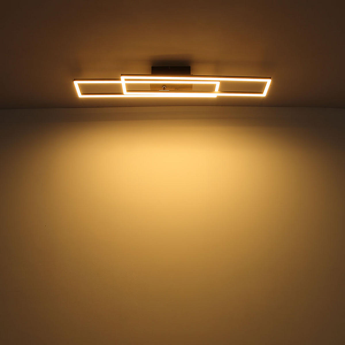 LED DECKENLEUCHTE DAKARI Holzoptik Schwarz - Schwarz, Metall (80/60/8cm) - Globo Lighting