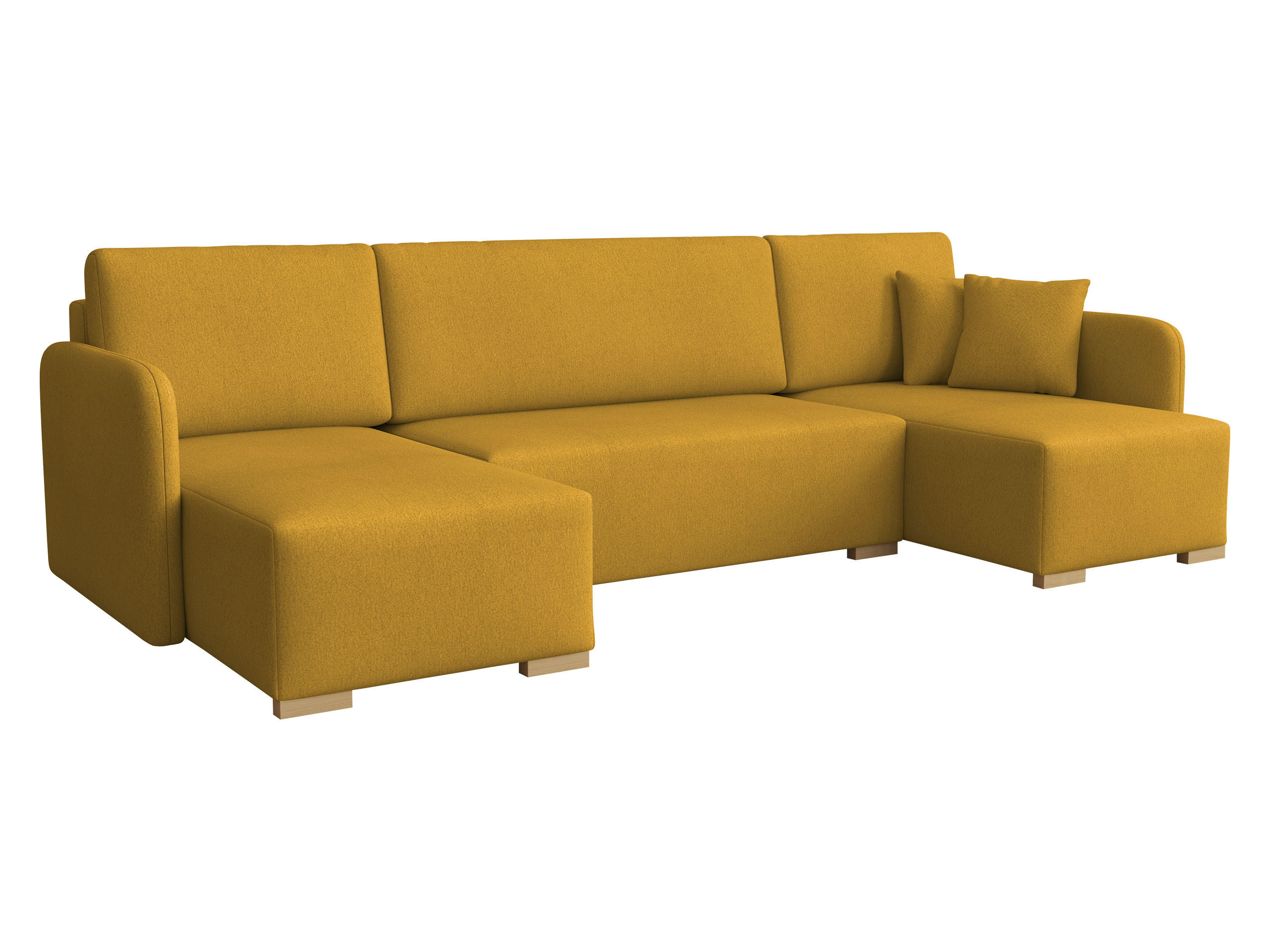 WOHNLANDSCHAFT Como U - Gelb/Naturfarben, Holz/Textil (292/85/140cm) - MIRJAN24