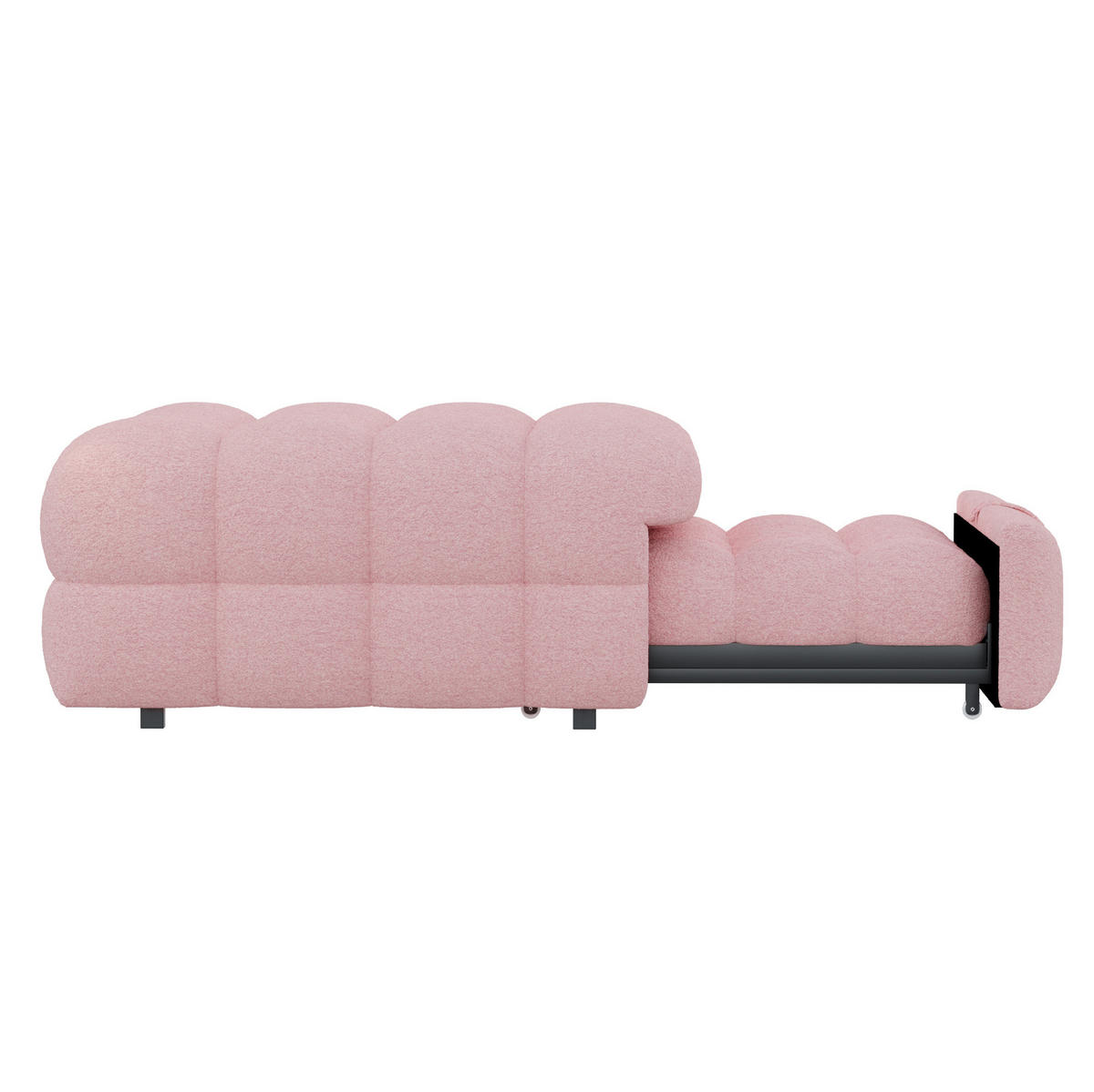 SCHLAFSOFA aus Bouclé 183x76x42 cm Rosa 2-in-1 als Fußhocker und Einzelbett - Rosa, Textil (70/180cm) - IVMEU
