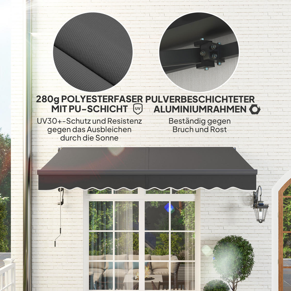 MARKISE elektrisch höhenverstellbar - Dunkelgrau, Metall (250/150/296cm) - Outsunny