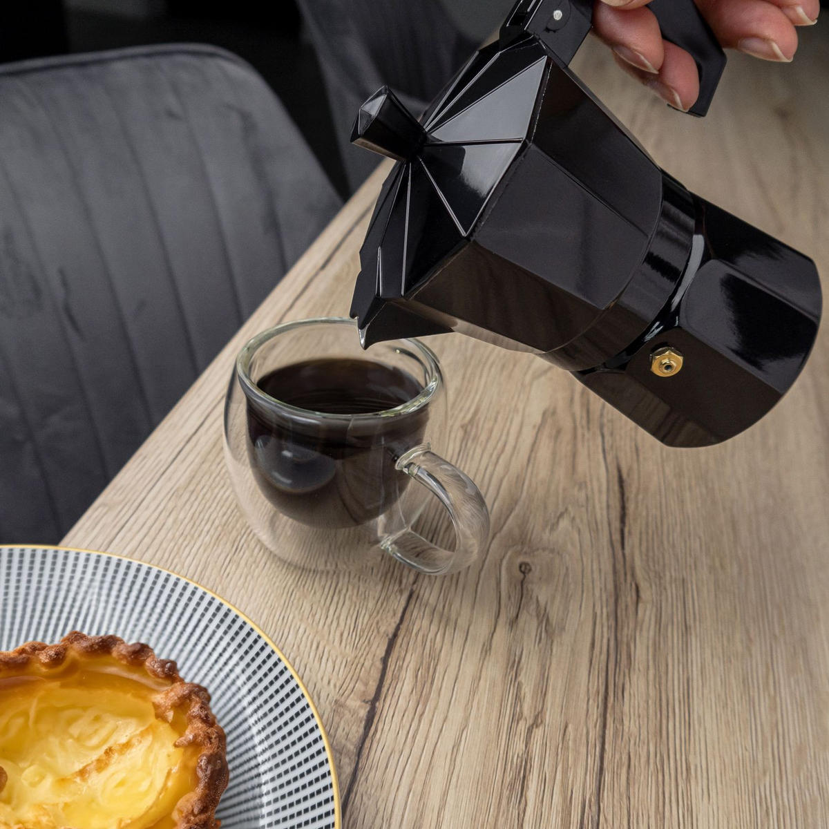 ESPRESSOKOCHER Aluminium 3 Tassen Mokka-Kanne - Schwarz, Metall (8.5/10/16cm) - Intirilife