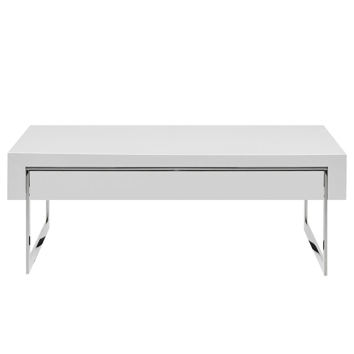 COUCHTISCH - Weiß Hochglanz, Holzwerkstoff/Metall (70/110/40cm) - home24