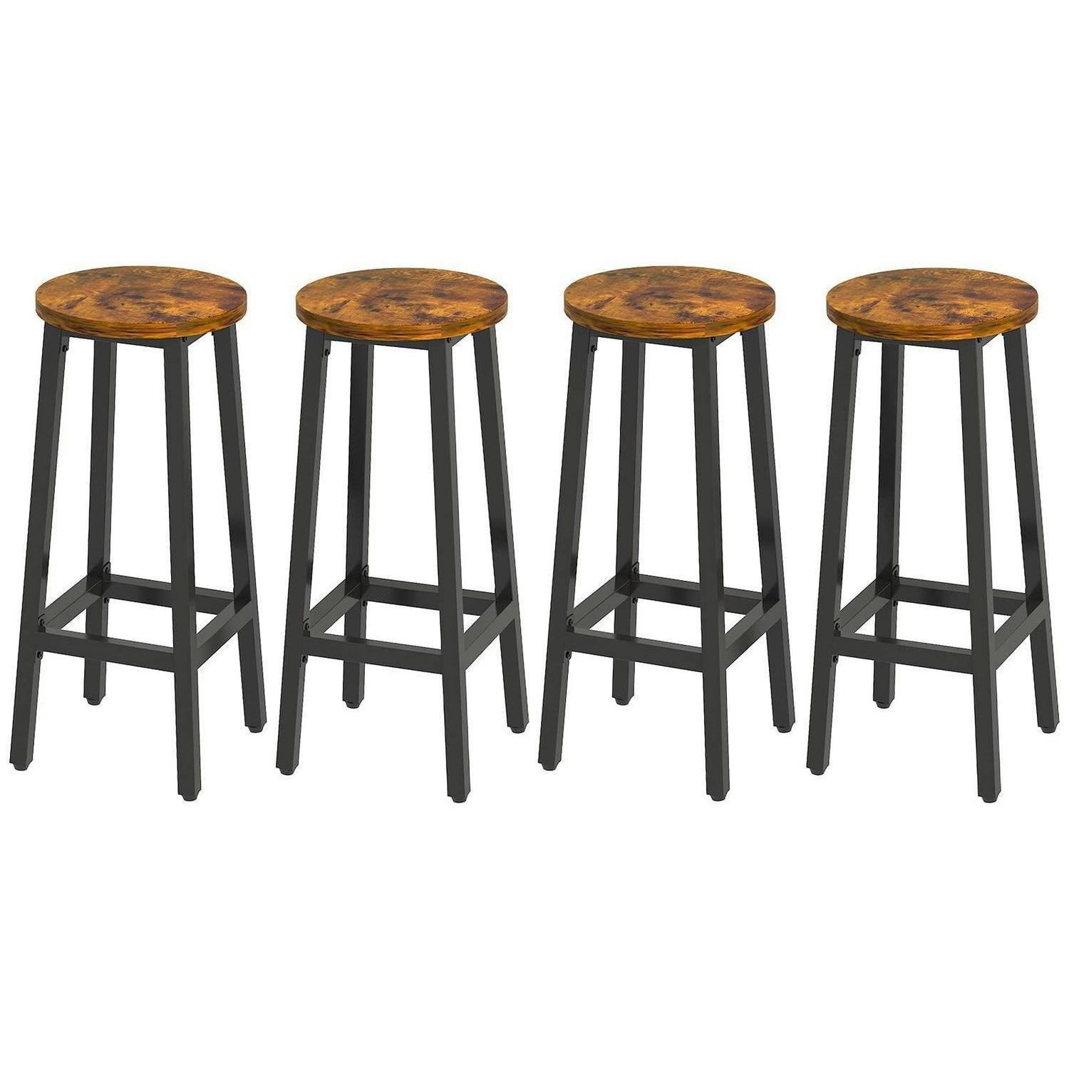BARHOCKER 4er Set Holzoptik Metallrahmen Industriestil 70 cm - Braun, Holzwerkstoff (29/70/30cm)