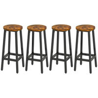 BARHOCKER 4er Set Holzoptik Metallrahmen Industriestil 70 cm - Braun, Holzwerkstoff (29/70/30cm)