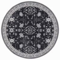 TEPPICH Kurzflor, waschbar, mit floralen Ornamenten, VERNANTE in Schwarz-Creme-Grau, Ø 200 cm - Schwarz, Textil (200/200cm) - KADIMA DESIGN