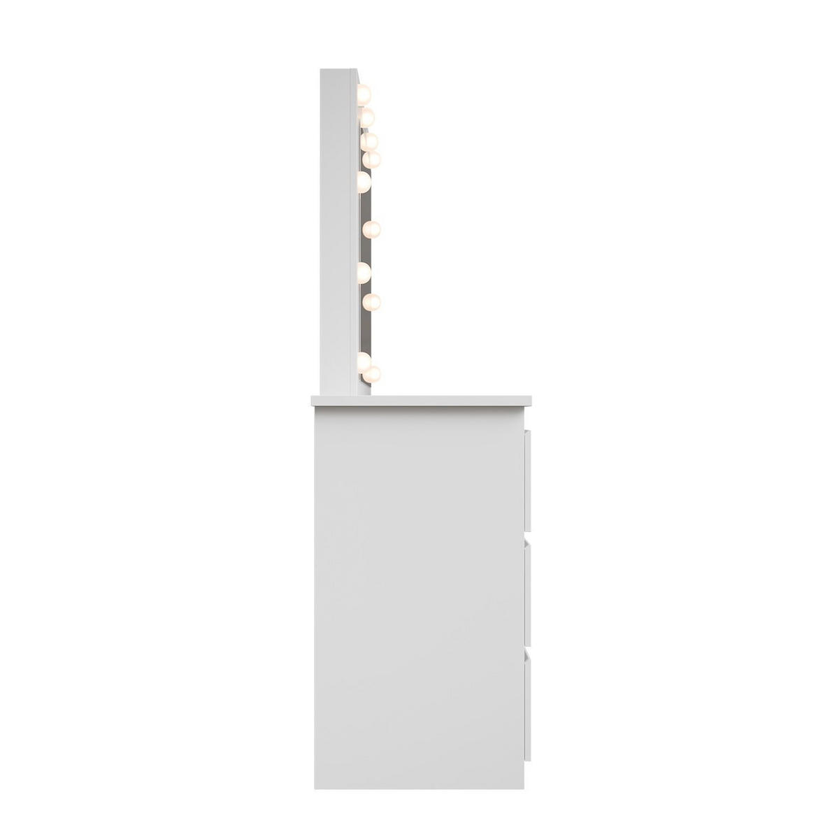 SCHMINKTISCH Talea mit LED (3 Lichtstufen) - Weiß, Holz (110/141/40cm) - Juskys
