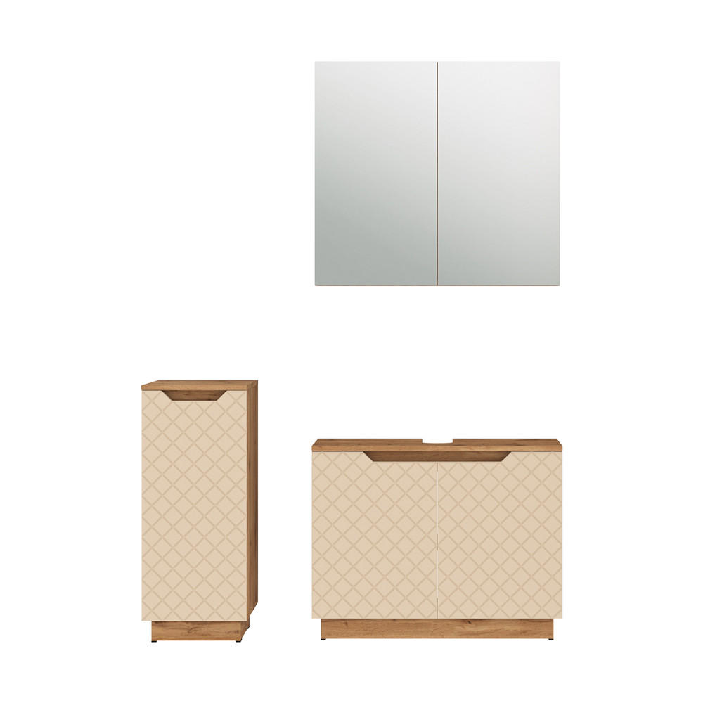 KOUPELNOVÝ NÁBYTEK Lotta Dub/kašmír se strukturou dlaždic - kašmírová, kompozitní dřevo (79.6/62.1/32cm) - Vicco