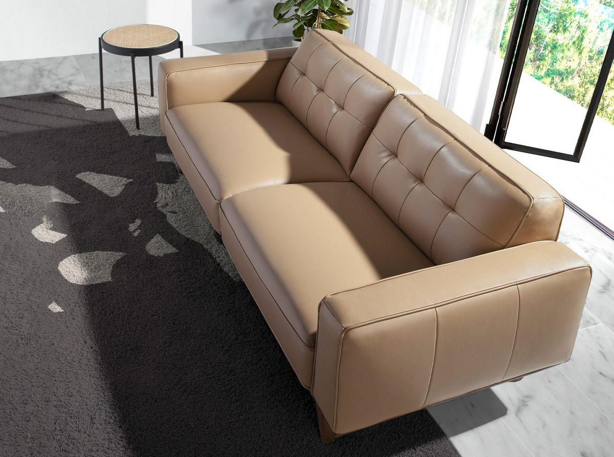 CHESTERFIELD-SOFA Chester 2-sitzer relaxsofa in leder sand 181/95/78 cm - Beige/Walnussfarben, Leder (181/78/95cm) - ANGEL CERDA