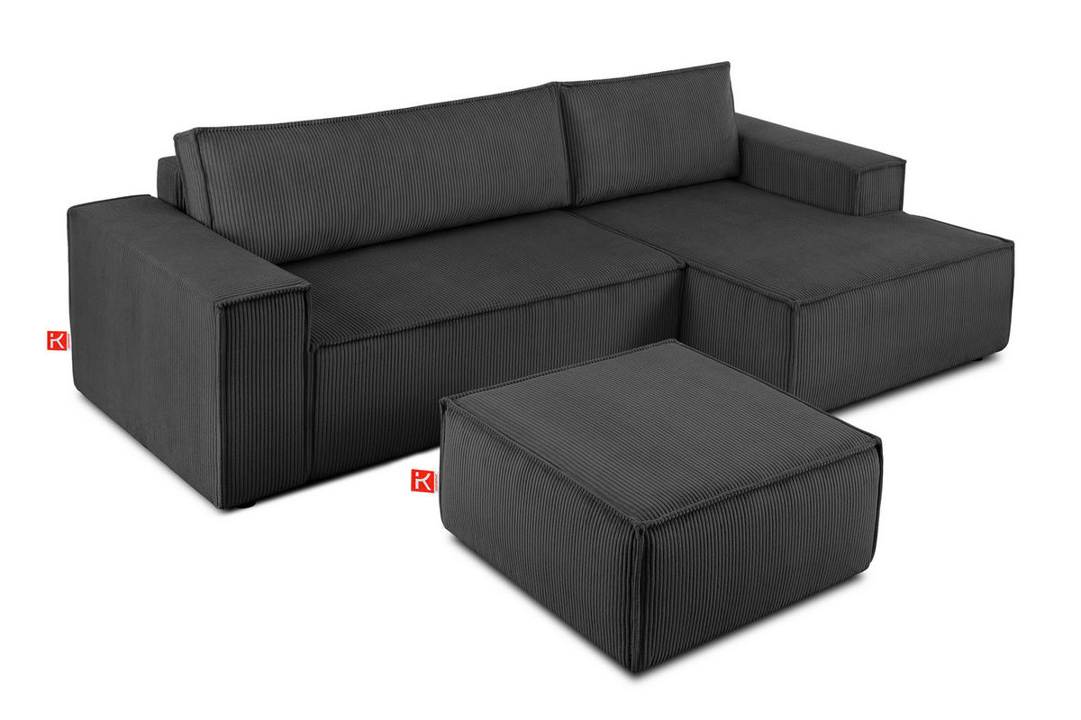 SITZPOUF NAPI gefederte Sitzfläche, dunkelgrau - Dunkelgrau/Schwarz, Textil (83/45/83cm) - KONSIMO®