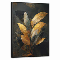 LEINWAND Bilder mit Rahmen - Golden Leaf Komposition - Botanical Luxury - 60x80 - Goldfarben, Textil (60/80cm) - MuchoWow