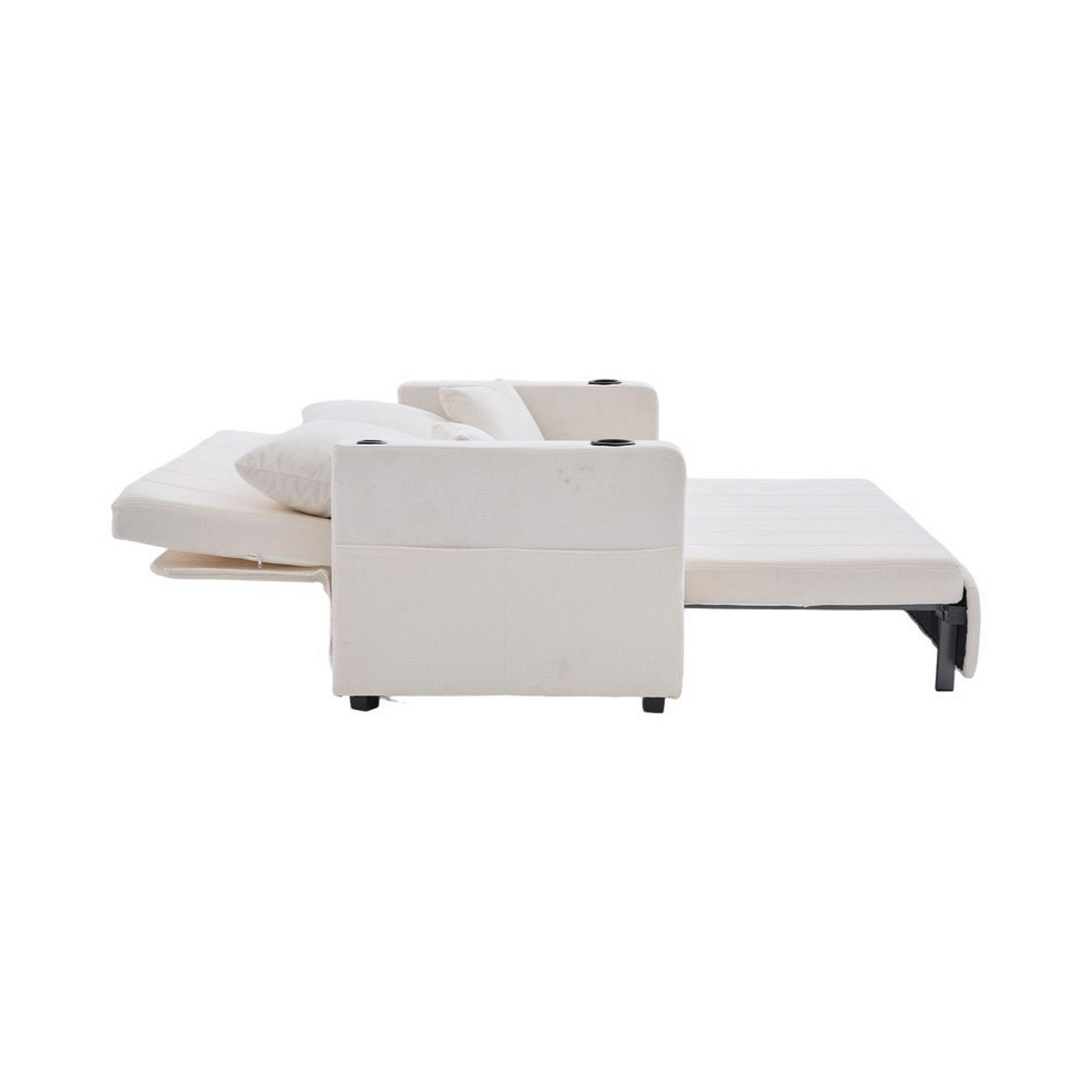 SCHLAFSOFA Zweisitzer mit Schlaffunktion,ausziehbar,Chenille,Beige - Beige, Textil (73/83/139cm) - LVHOM