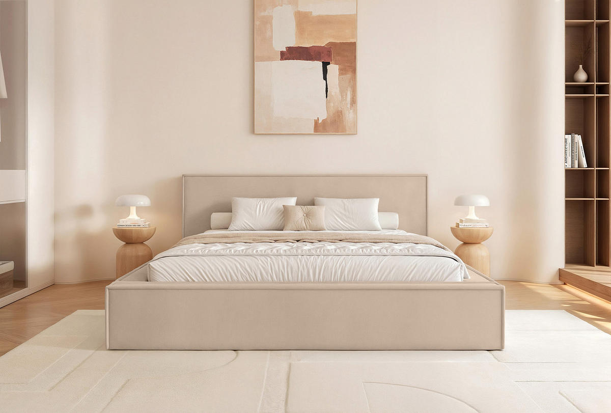 POLSTERBETT Mendocino Classic 200x200 cm, Beige - Beige, Textil (200/200cm) - Fedve