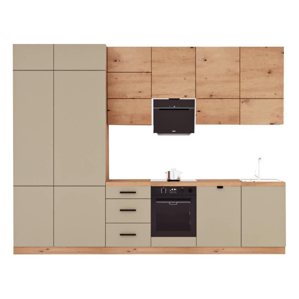 KÜCHENZEILE 340 cm - Langen KL20-M340 - in Beige / Artisan Eiche - Beige/Eiche Artisan, Holz (340/248/58cm)