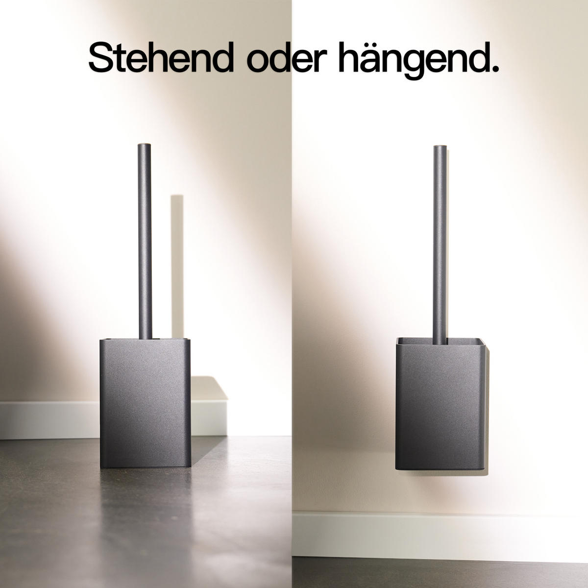 TOILETTENBÜRSTE OHNE BOHREN - Schwarz, Metall (10/37/10cm)