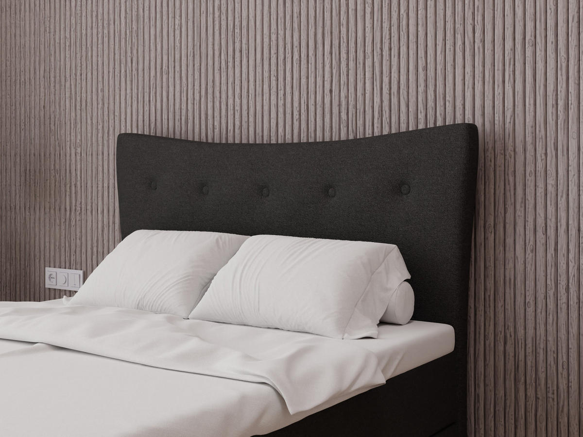 BOXBETT Nevada 160 x 200 cm Doppelbett mit hochwertiger Bonell-Matratze und Topper - schwarz - Schwarz, Holz (160/200cm) - Panda Möbel