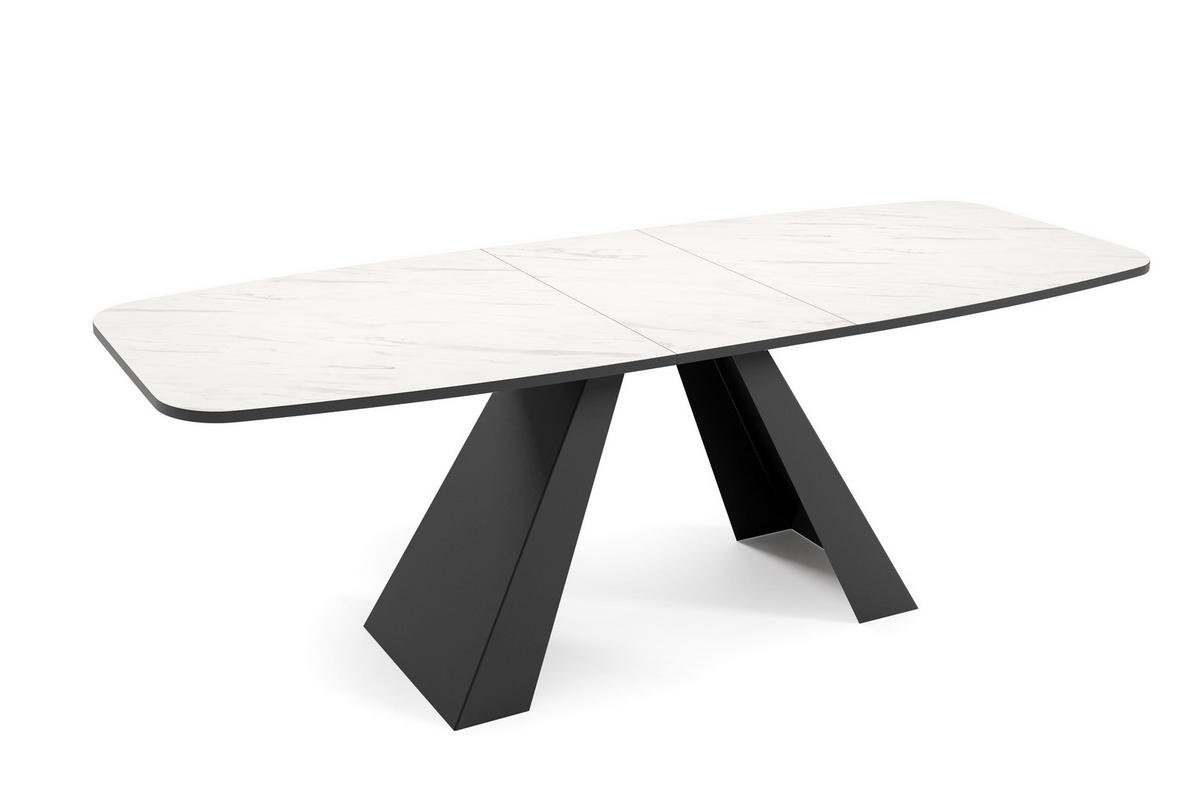 ESSTISCH Myron - Weiß Hochglanz/Schwarz, Holzwerkstoff/Metall (80/160/76cm) - Meblini