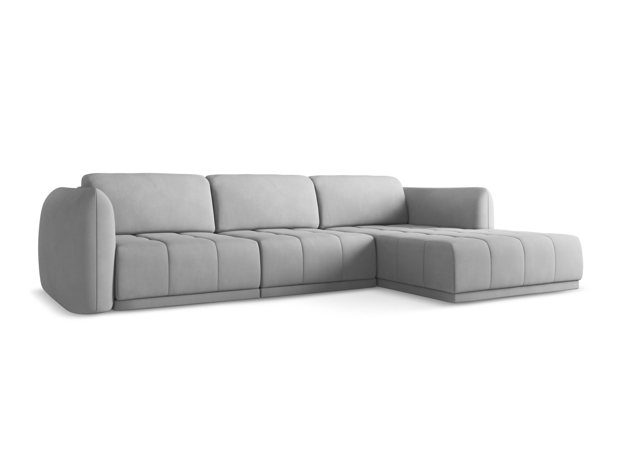 ECKSOFA Rechts Chenille Stoff Grau - Hellgrau/Schwarz, Kunststoff/Textil (290/170cm) - Makamii