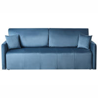 ROZKLÁDACÍ POHOVKA 3-místná Sametová látka Modrá Egge - modrá, textil (220/88/93cm) - Beliani