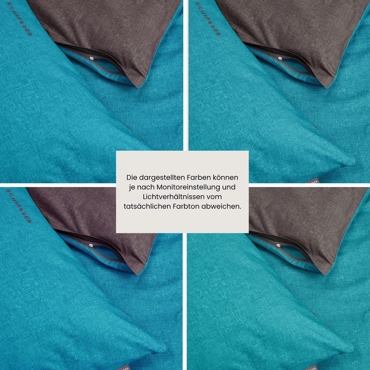 BETTWÄSCHESET Doubleface Renforcé 2-teilig 135x200 cm Türkis-Dunkelgrau - Türkis/Dunkelgrau, Textil (135/200cm) - SCHIESSER