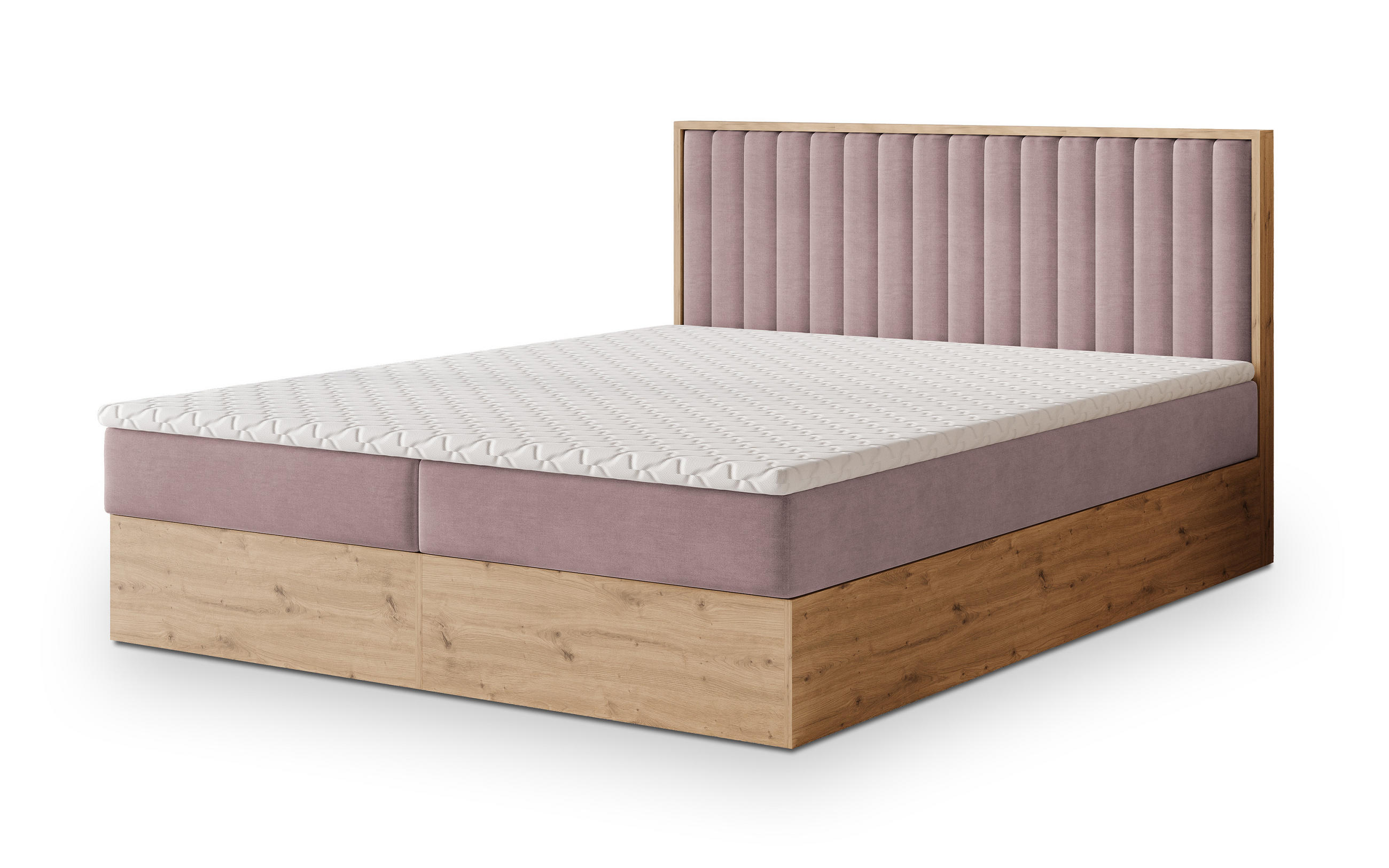 BOXBETT VARELI 180x200 cm mit Matratze und Topper - Rosa - Rosa, Holz (180/200cm) - MASSENO