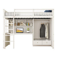 HOCHBETT 90/200 cm aus Holz mit Leiter, Schreibtisch, Weiß - Weiß, Holz (90/200cm) - OKMYHOME