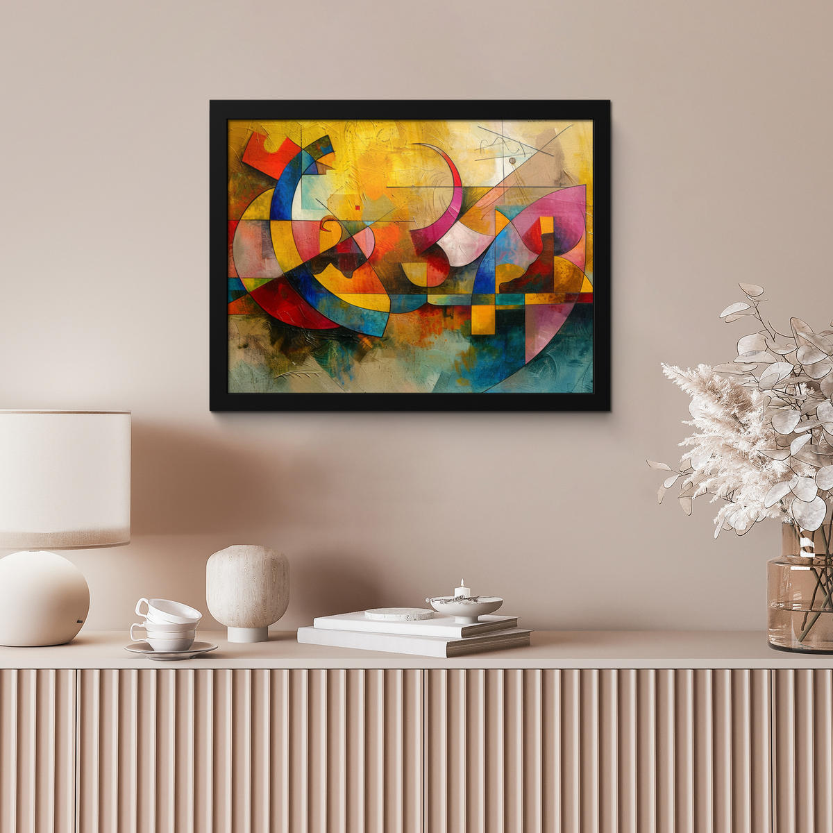 POSTER MIT RAHMEN Kunst - Abstrakt - Modern 40x30 cm - Gelb, Papier (40/30cm) - MuchoWow