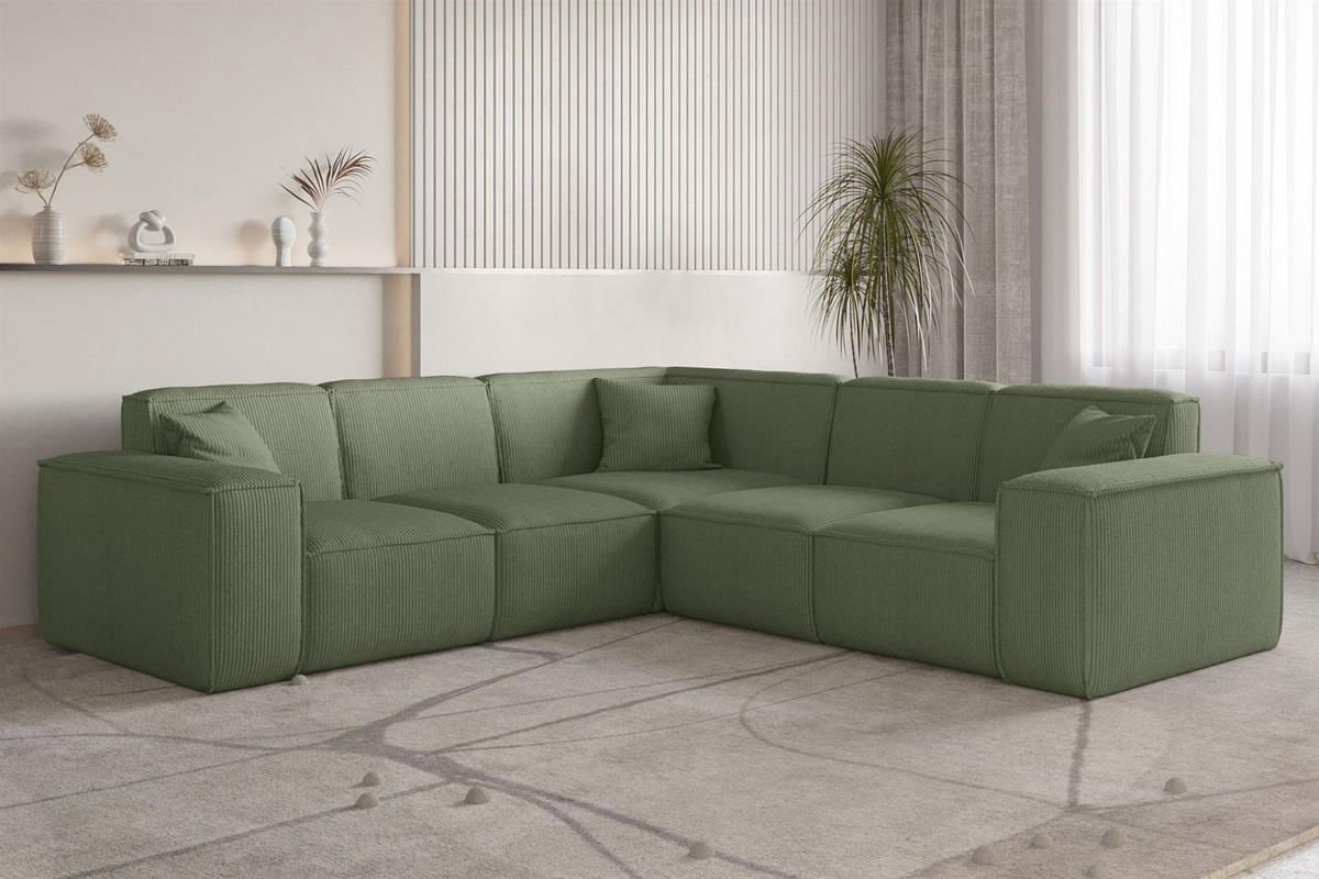 SOFA Celes Premium Stoff Scala - Jadegrün, Holzwerkstoff/Textil (246/246cm) - Fun Möbel