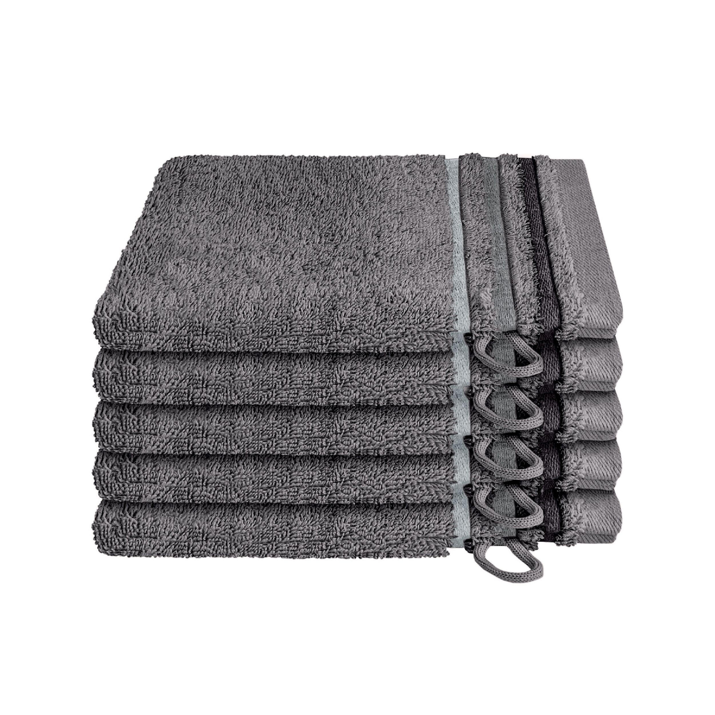 WASCHHANDSCHUHSET Skyline Color - 5-teilig - 16x22 cm - Dunkelgrau - Dunkelgrau, Textil (16/22cm) - SCHIESSER