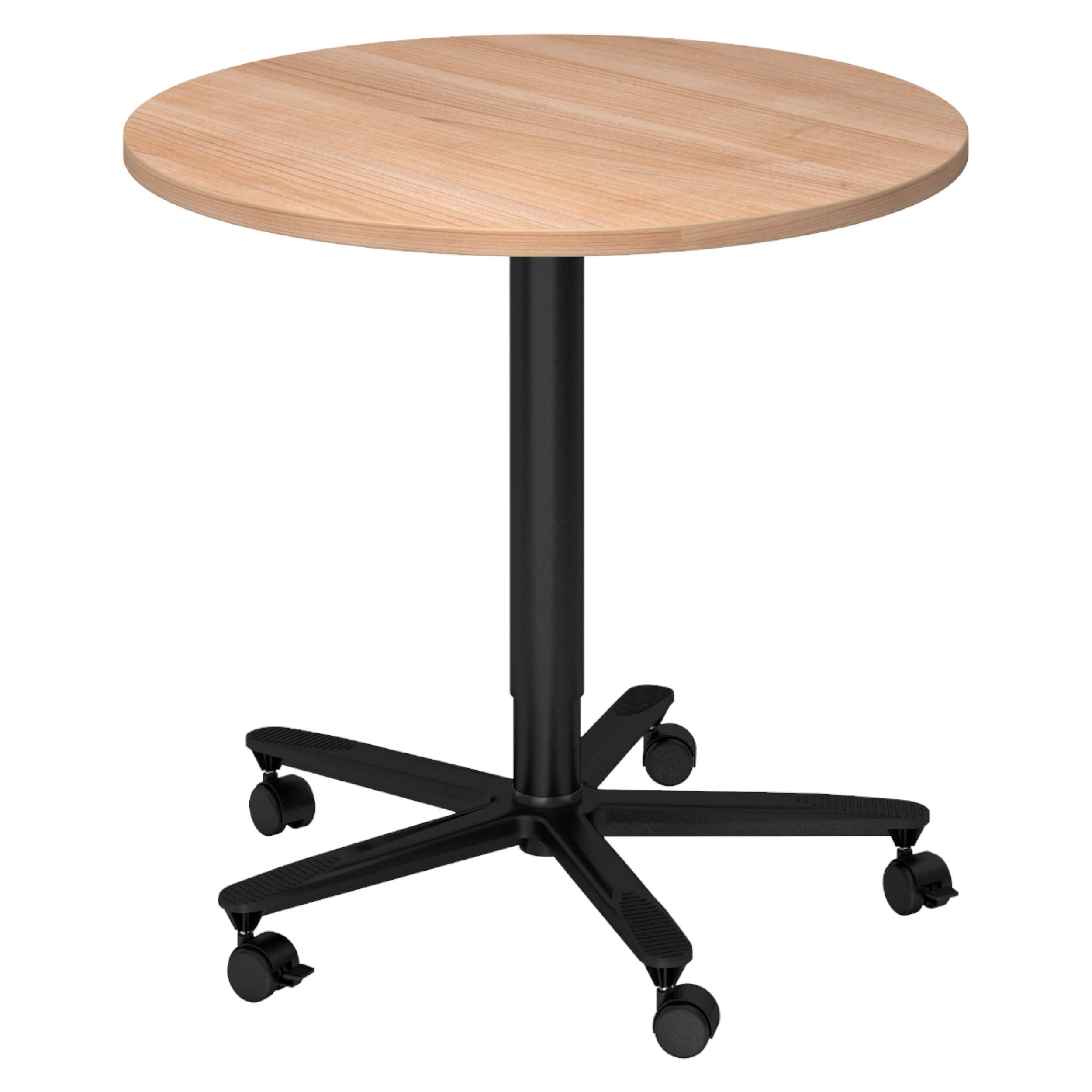 SÄULENHUBTISCH rund ST 80/80/74 cm in Nussbaumfarben/schwarz - Nussbaumfarben/Schwarz, Holzwerkstoff (80/80/74cm) - bümö