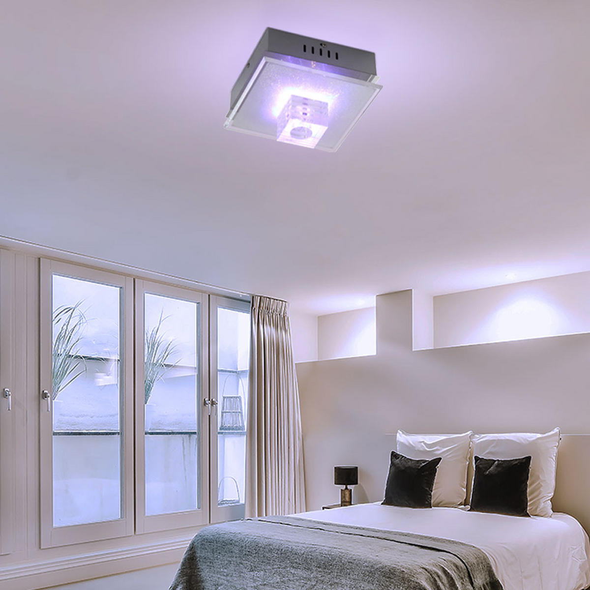 LED DECKENLEUCHTE ARCTIC Chrom Silber - Silberfarben, Glas (20/20/12.5cm) - Globo Lighting