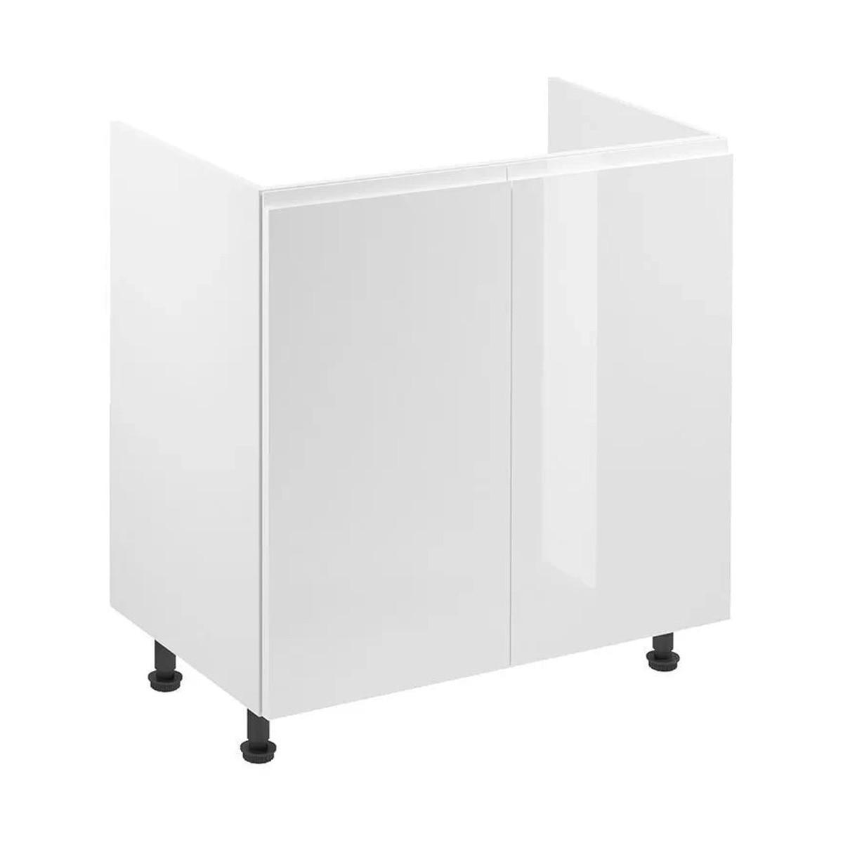 SPÜLENUNTERSCHRANK – 80 cm – D80Z – Velmora – Weiß / Weiß Hochglanz - Weiß Hochglanz, Holzwerkstoff (80/82/47cm) - ROYAL24_MARKT