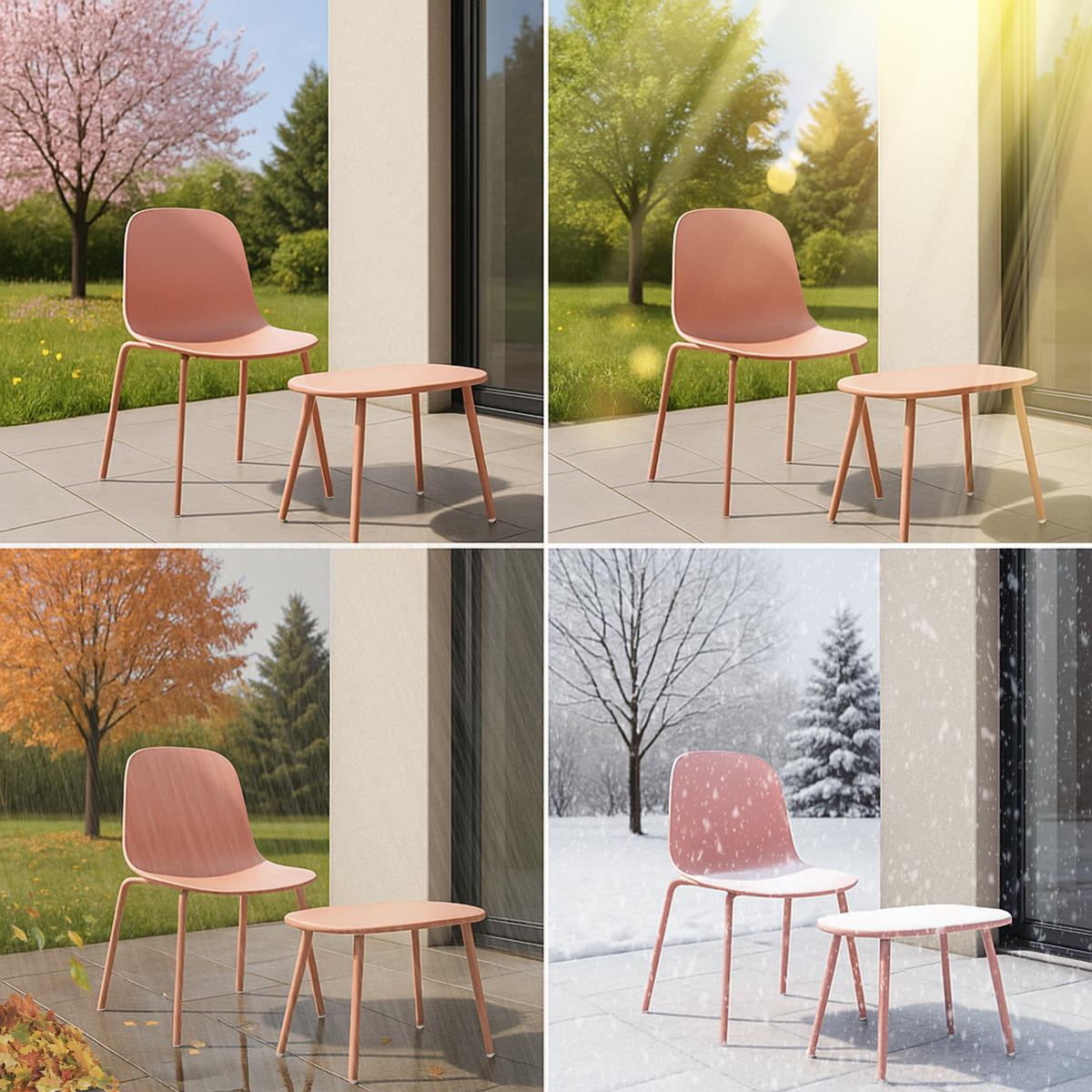 GARTENSITZGRUPPE Kunststoff Pink (3-teilig) - Pink, Kunststoff - CLP