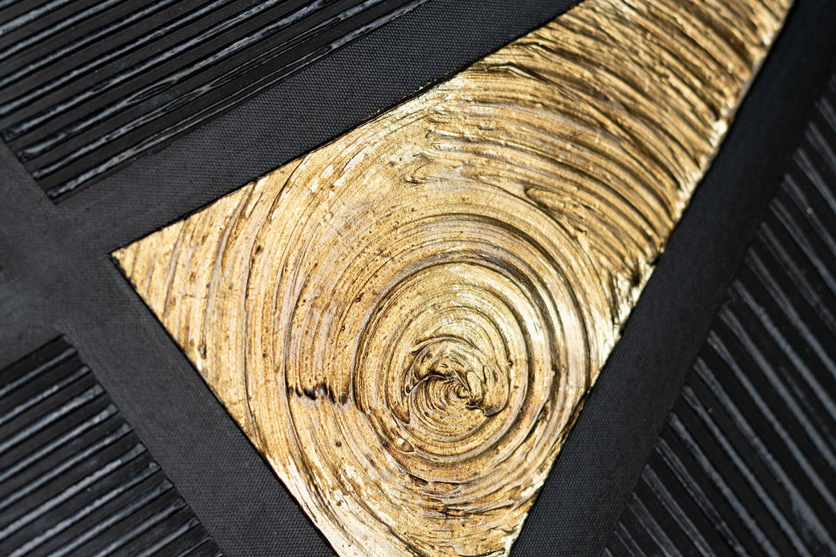 ACRYLBILD HANDGEMALT 80/80 cm - Goldfarben/Schwarz, Holz/Textil (1.5/80cm) - KUNSTLOFT