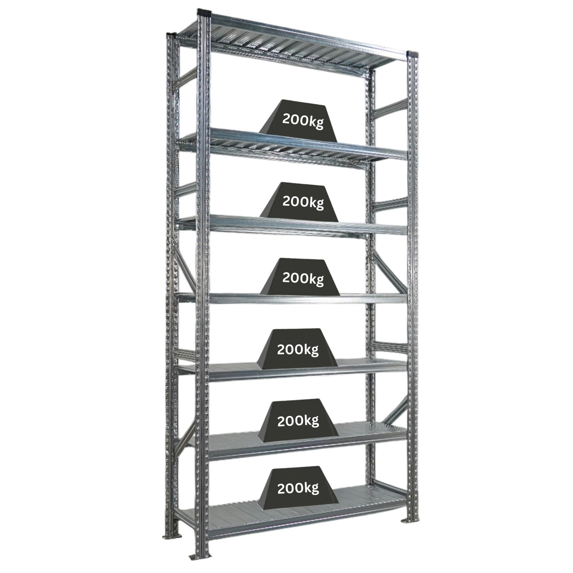 FACHBODENREGAL Proximo 250x120x40cm 7 Ebenen Beidseitig nutzbar Verzinkt - Silberfarben, Metall (120/250/40cm) - PROREGAL