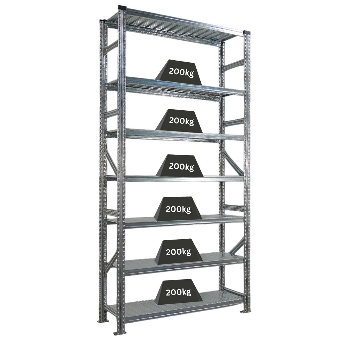 FACHBODENREGAL Proximo 250x120x40cm 7 Ebenen Beidseitig nutzbar Verzinkt - Silberfarben, Metall (120/250/40cm) - PROREGAL