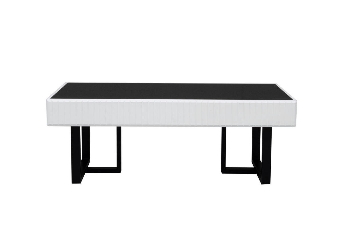 LOWBOARD DE-40134 und Couchtisch mit Streifenfront Schwarz/Weiß - Schwarz/Weiß, Holzwerkstoff (170/47/35cm) - ComfortXL