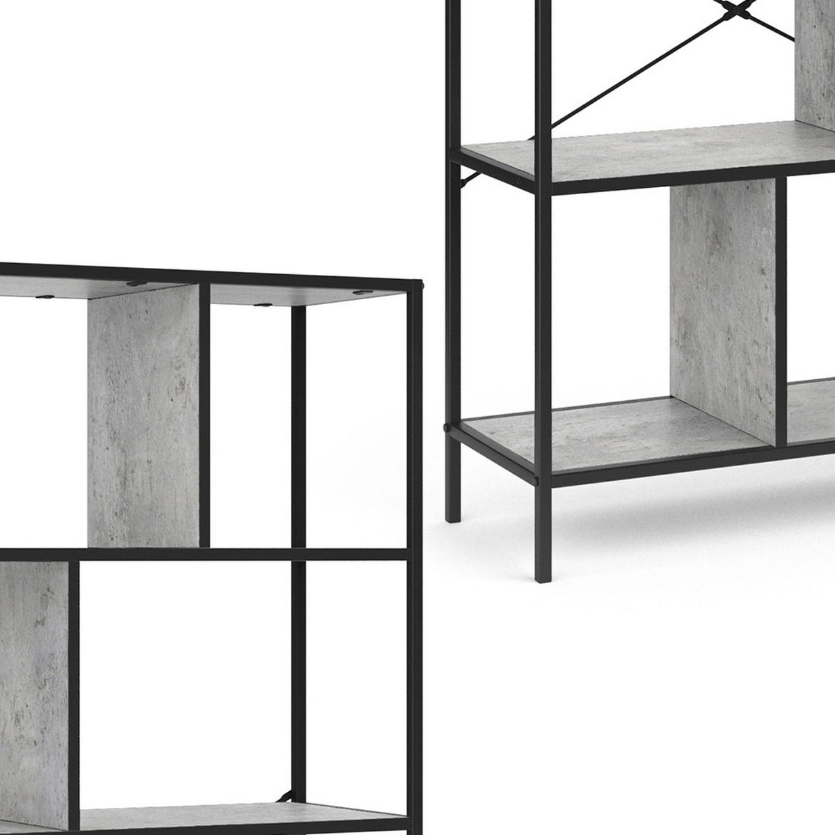 RAUMTEILER Fyrk, Beton/Schwarz, 80 x 146 cm - Grau, Holzwerkstoff (80/146/30cm) - Vicco