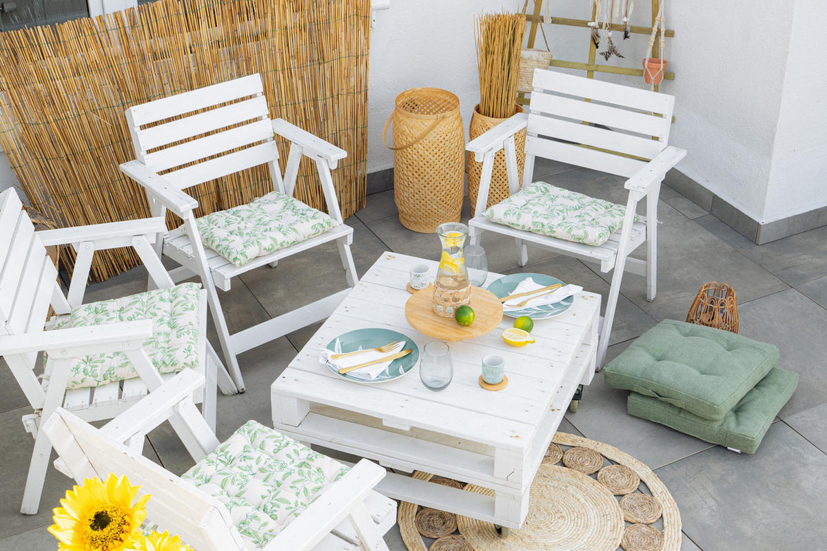 SITZKISSEN gesteppt Baumwolle 40/40 cm - Waldgrün, Naturmaterialen (40cm) - Home Styling Collection