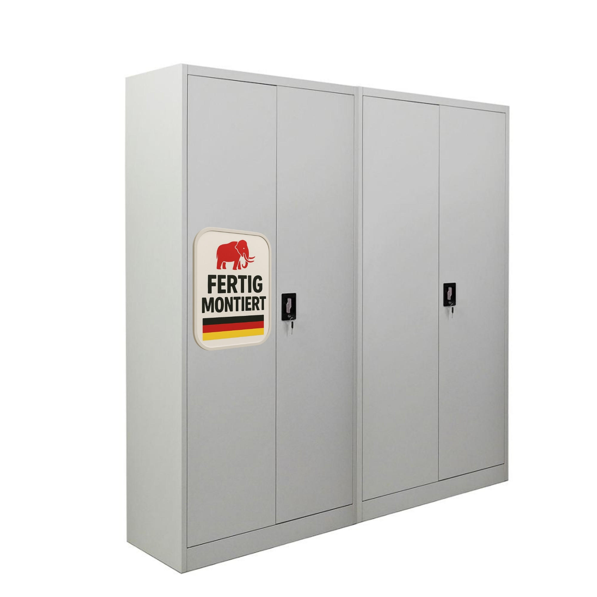 FLÜGELTÜRENSCHRANK Elephant 2er-Set komplett montiert 180x80x40cm 4 Ebenen Lichtgrau - Hellgrau, Metall (160/180/40cm) - PROREGAL