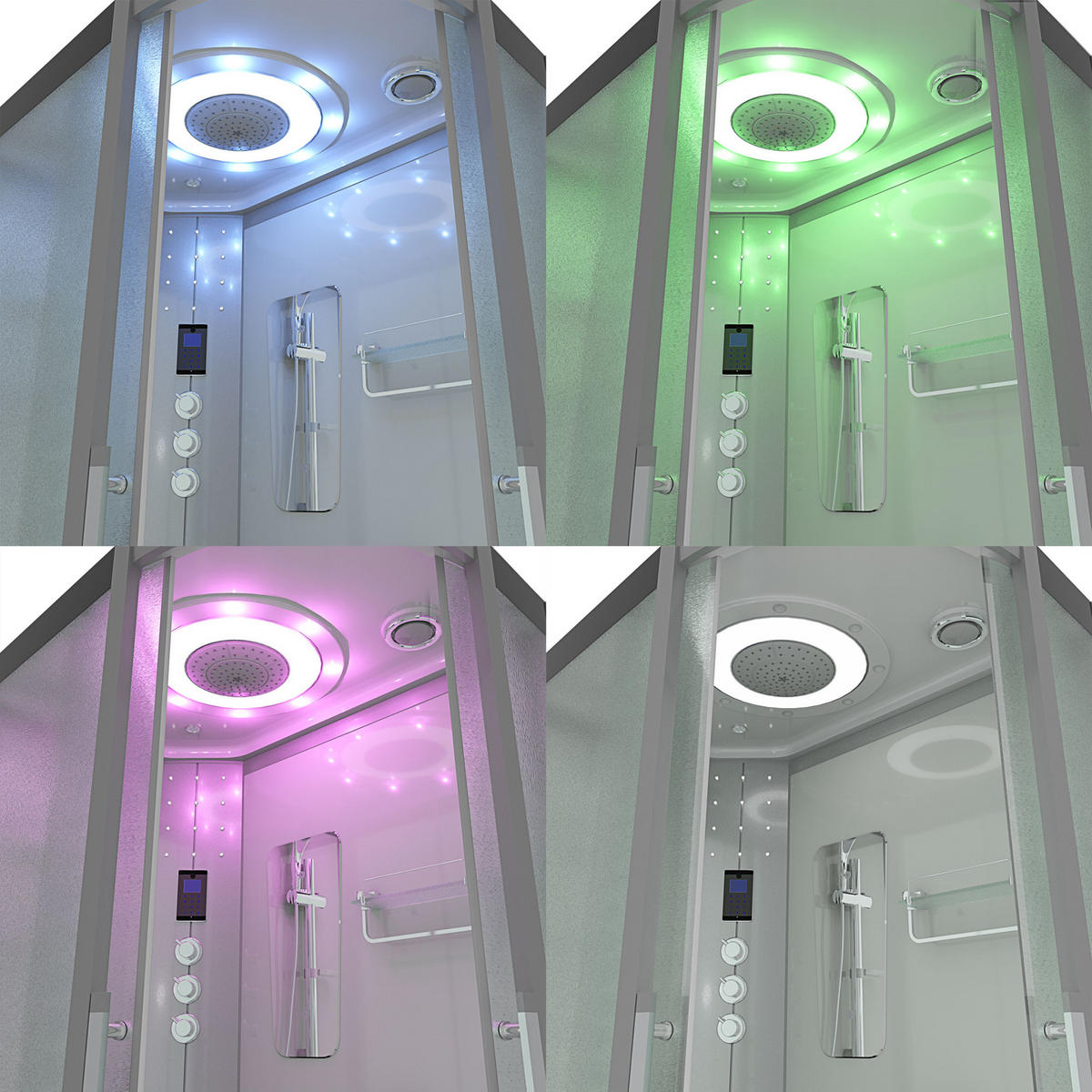 DUSCHE Duschkabine D60-70M1R Weiß 80x120 - Weiß, Glas/Kunststoff (80/120/215cm) - AcquaVapore by Sandra Jentho