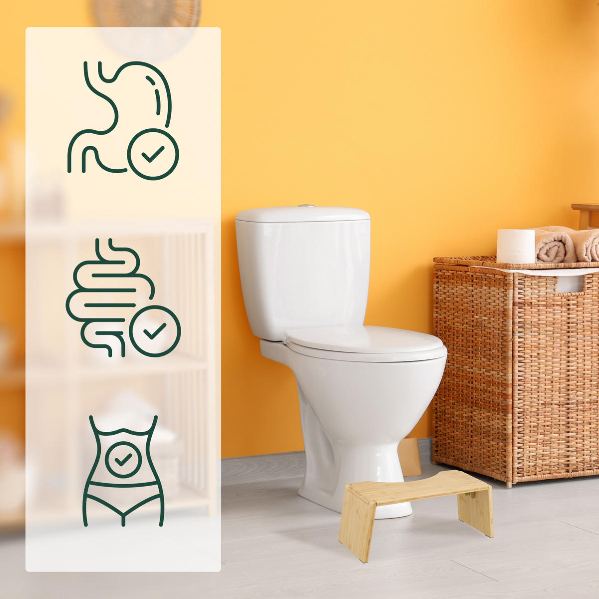 TOILETTENHOCKER - Hellbraun, Holz/Kunststoff (48.5/19/20cm) - Relaxdays