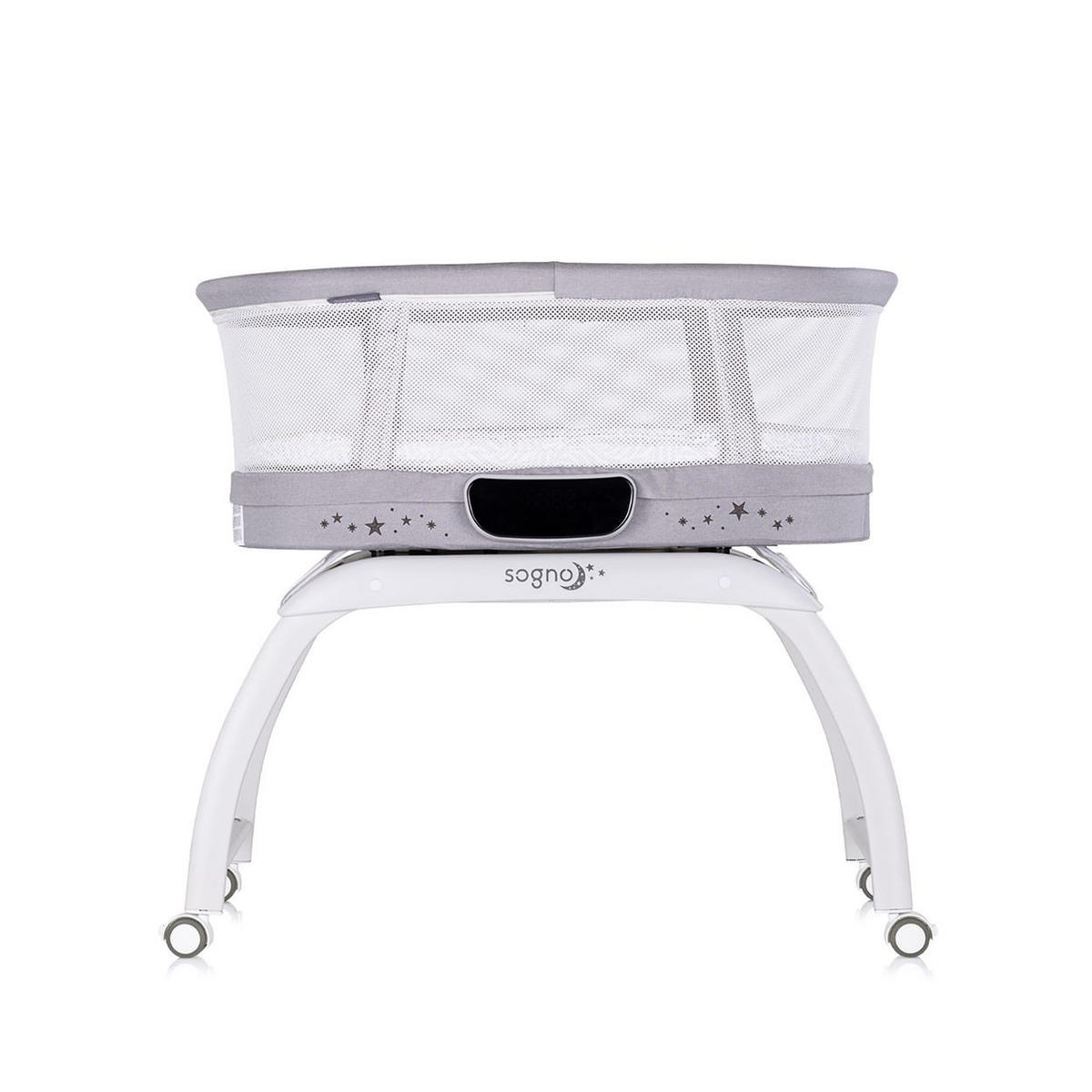 BEISTELLBETT Sogno 2 in 1 grau 83 x 40 cm, elektrisch, Schaukelfunktion, Fernbedienung, Waage - Grau, Metall (40/83cm) - Chipolino