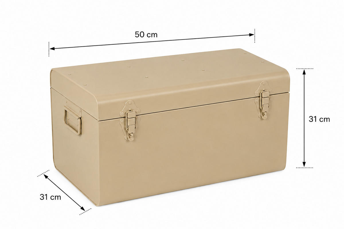 AUFBEWAHRUNGSTRUHE Box Medium - Beige, Metall (31/31/50cm) - LOFT42