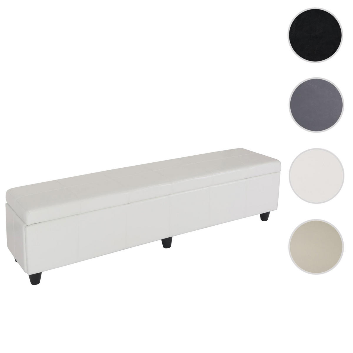 SITZBANK MIT AUFBEWAHRUNG XXL Weiß - Weiß, Leder (180/45/45cm) - MCW