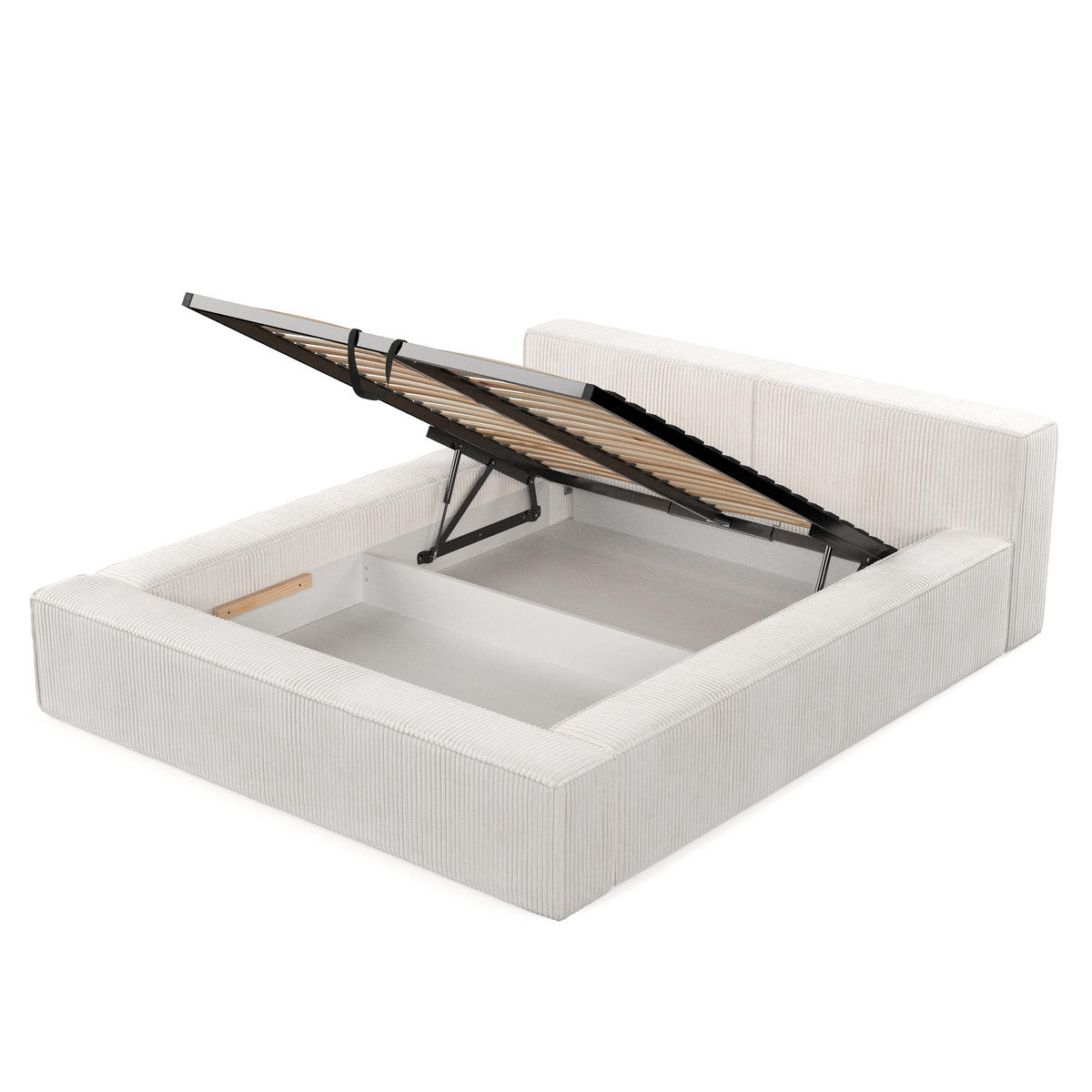 POLSTERBETT Casto mit Stauraum 160/200 cm Creme im Poso Stoff - Creme/Schwarz, Holz/Holzwerkstoff (160/200cm) - AltaBeds