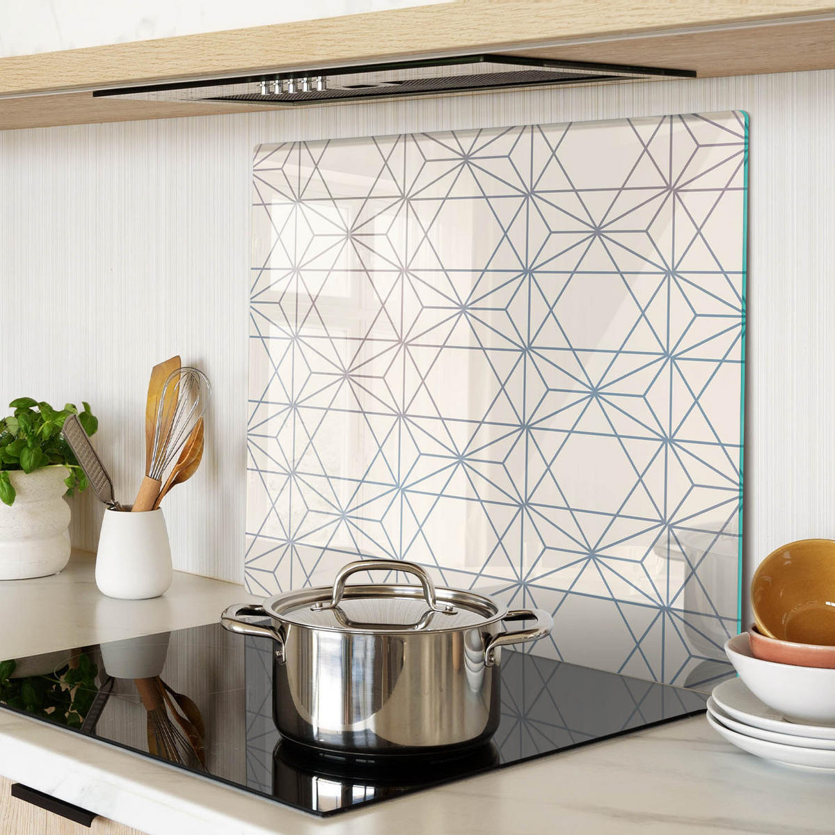 GLASPLATTE 60x52 cm Geometrische Figuren - Beige, Glas (60/0.4/52cm) - TULUP