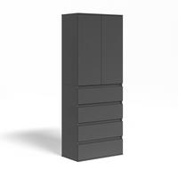 KLEIDERSCHRANK Claus Anthrazit 74 x 191.5 cm mit 4 Schubladen - Anthrazit, Holzwerkstoff (74/191.5/40cm) - Vicco