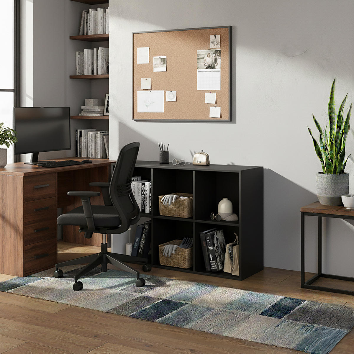 BÜCHERREGAL - Schwarz, Holzwerkstoff/Textil (61/91/30cm) - Relaxdays