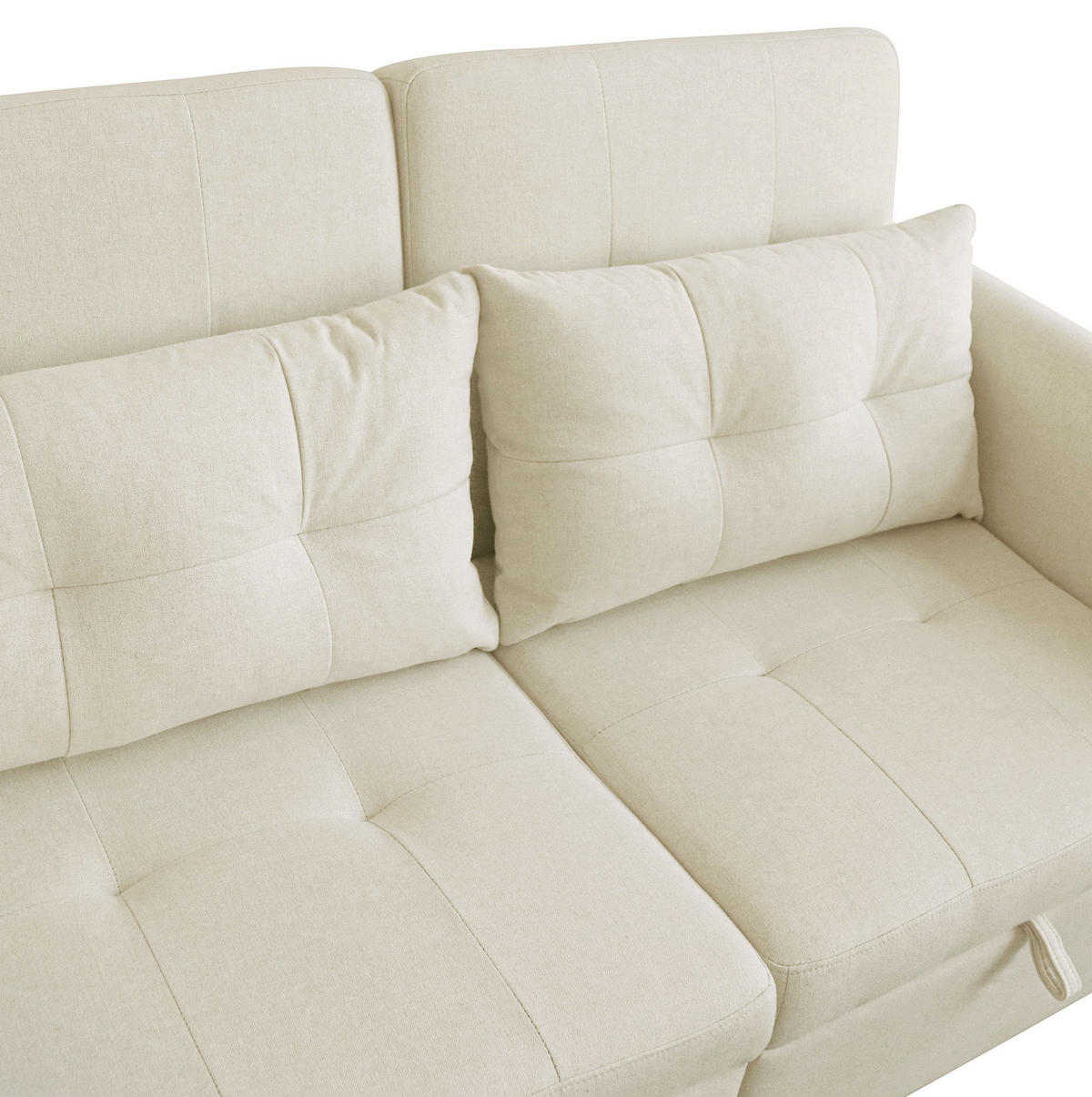 SCHLAFSOFA aus Baumwoll-Leinen 142x85x83 cm Beige mit USB, Armlehnentaschen und verstellbarer Rückenlehne - Beige, Textil (142/83/85cm) - Modfu