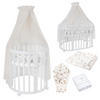 BABYBETT WHITE OVAL 7in1 mit Matratze und Himmelset - Champagner/Weiß, Holz/Textil